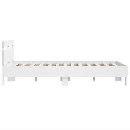 Bedframe met hoofdeinde bewerkt hout wit 120x190 cm 120 x 190 cm Wit