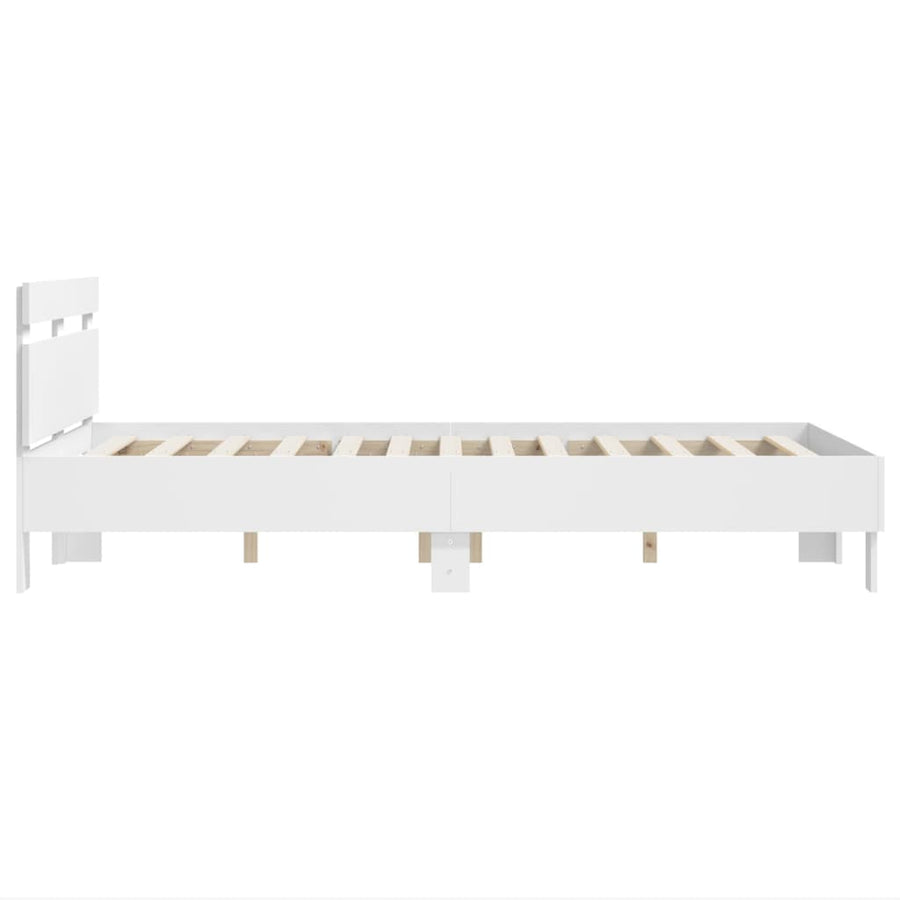 Bedframe met hoofdeinde bewerkt hout wit 120x190 cm 120 x 190 cm Wit