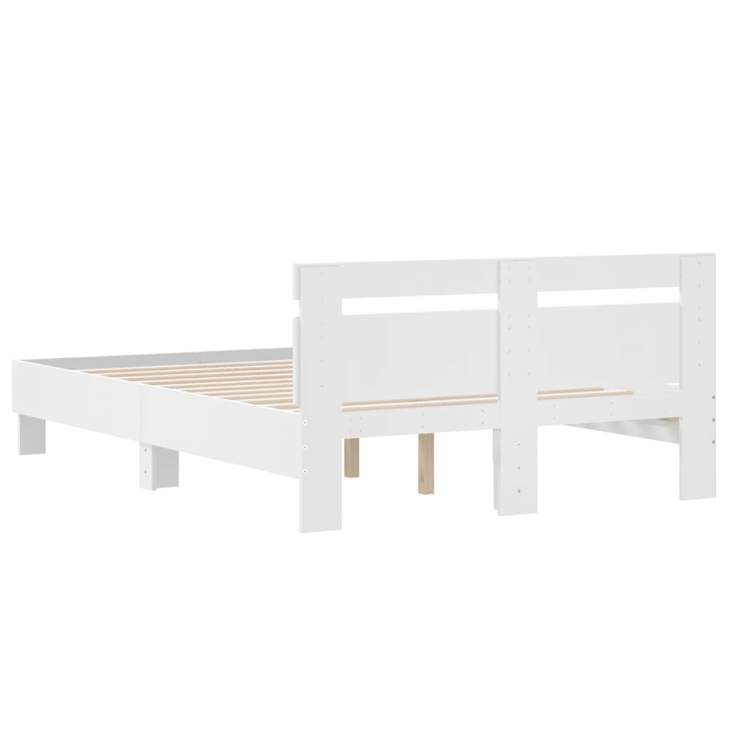 Bedframe met hoofdeinde bewerkt hout wit 120x190 cm 120 x 190 cm Wit