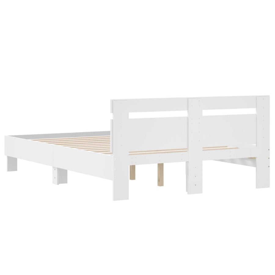 Bedframe met hoofdeinde bewerkt hout wit 120x190 cm 120 x 190 cm Wit