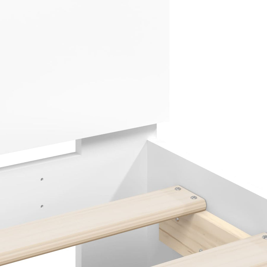 Bedframe met hoofdeinde bewerkt hout wit 120x190 cm 120 x 190 cm Wit
