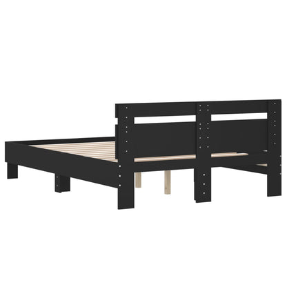 Bedframe met hoofdeinde bruin eikenkleurig 120x190 cm 120 x 190 cm Zwart