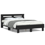 Bed frame with headboard brown oak finish 120x190 cm