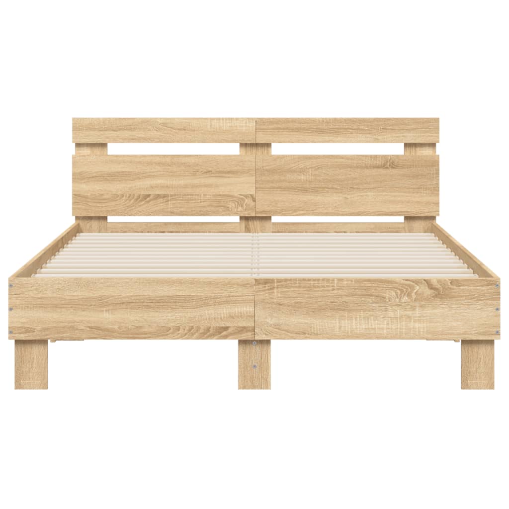 Bedframe met hoofdeinde bewerkt hout sonoma eiken 120x190 cm 120 x 190 cm Sonoma eiken