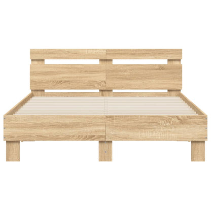 Bedframe met hoofdeinde bewerkt hout sonoma eiken 120x190 cm 120 x 190 cm Sonoma eiken