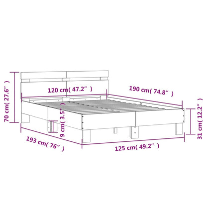 Bedframe met hoofdeinde bewerkt hout sonoma eiken 120x190 cm 120 x 190 cm Sonoma eiken