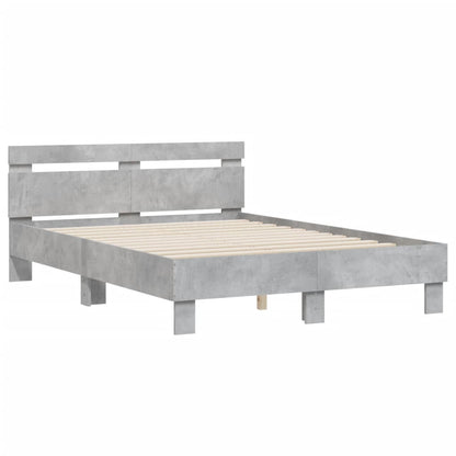 Bedframe met hoofdeinde bewerkt hout betongrijs 120x190 cm 120 x 190 cm Betongrijs
