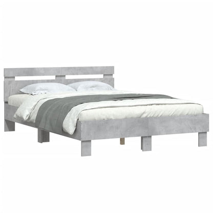 Bedframe met hoofdeinde bewerkt hout betongrijs 120x190 cm 120 x 190 cm Betongrijs