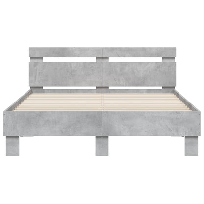 Bedframe met hoofdeinde bewerkt hout betongrijs 120x190 cm 120 x 190 cm Betongrijs