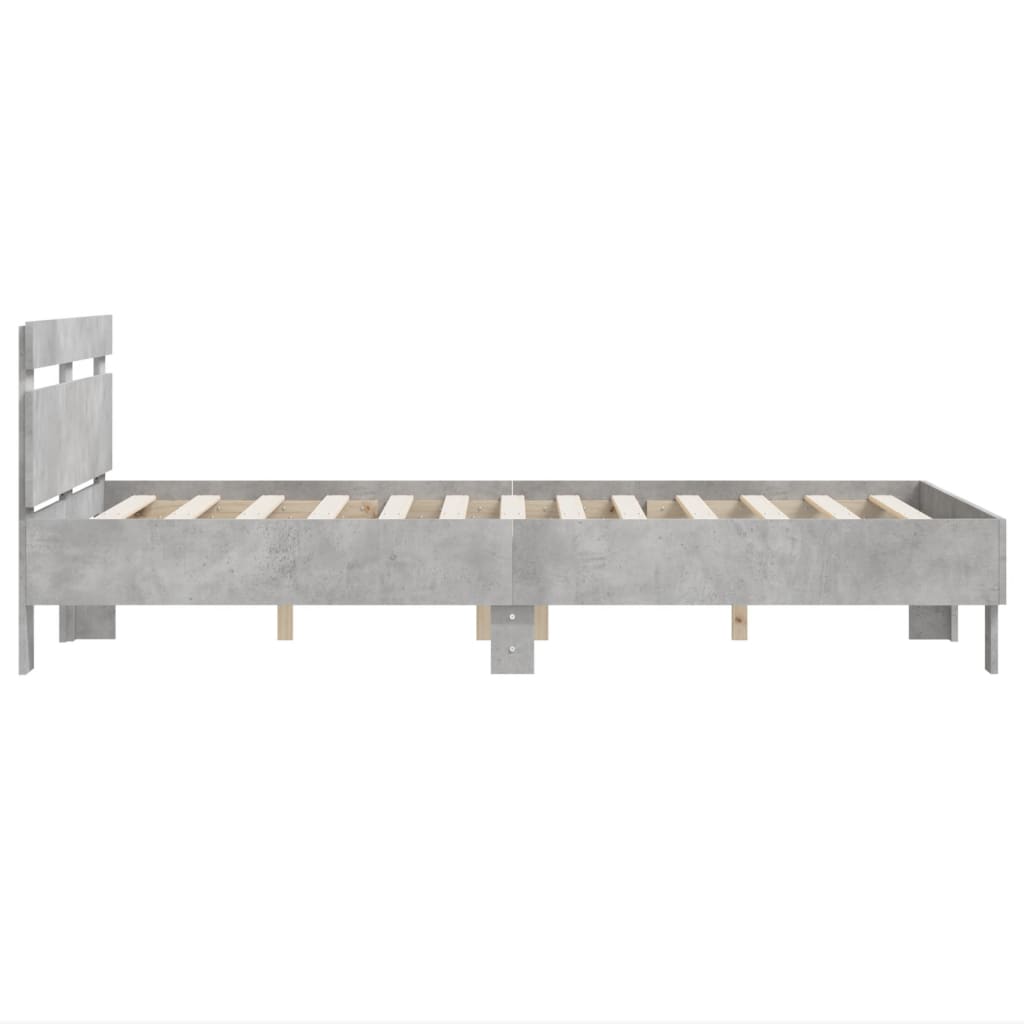 Bedframe met hoofdeinde bewerkt hout betongrijs 120x190 cm 120 x 190 cm Betongrijs