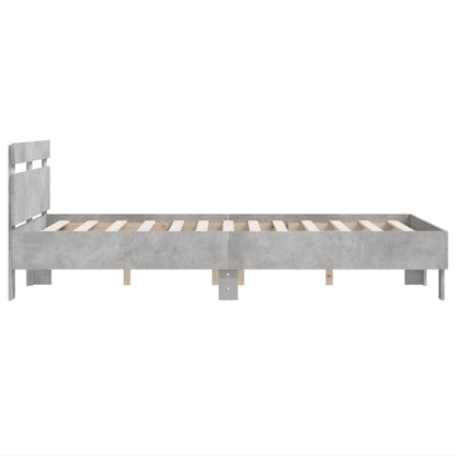 Bedframe met hoofdeinde bewerkt hout betongrijs 120x190 cm 120 x 190 cm Betongrijs