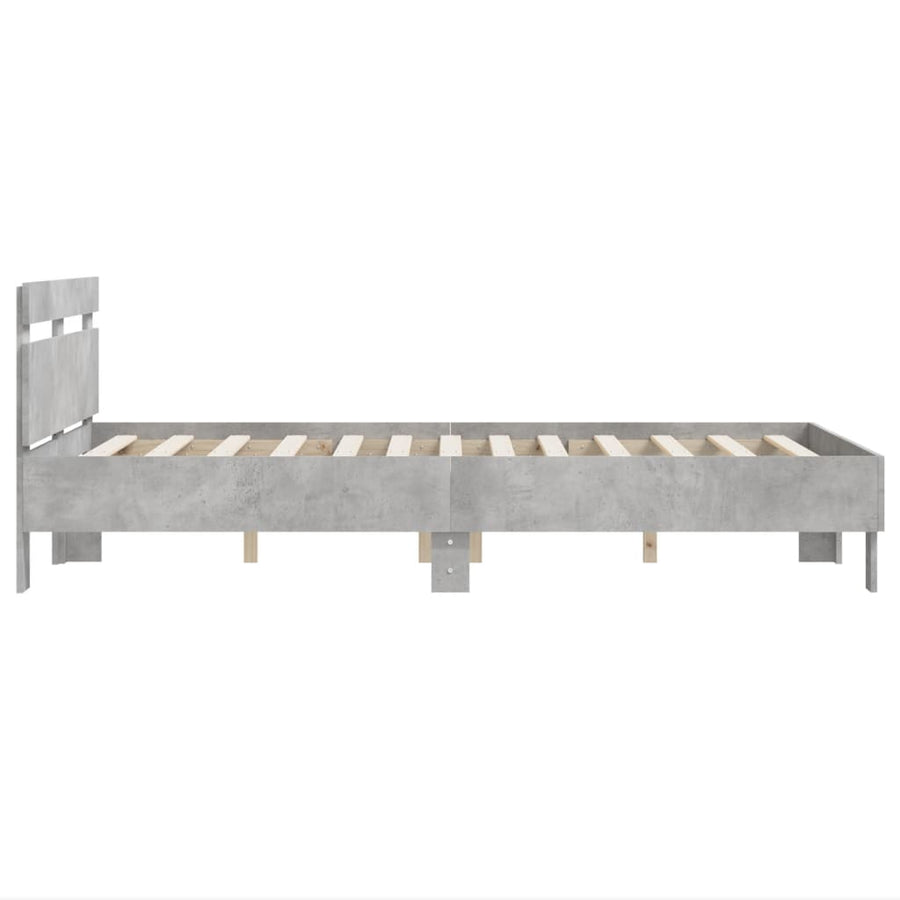 Bedframe met hoofdeinde bewerkt hout betongrijs 120x190 cm 120 x 190 cm Betongrijs