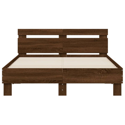 Bedframe met hoofdeinde bruin eikenkleurig 120x190 cm 120 x 190 cm bruin eikenkleur