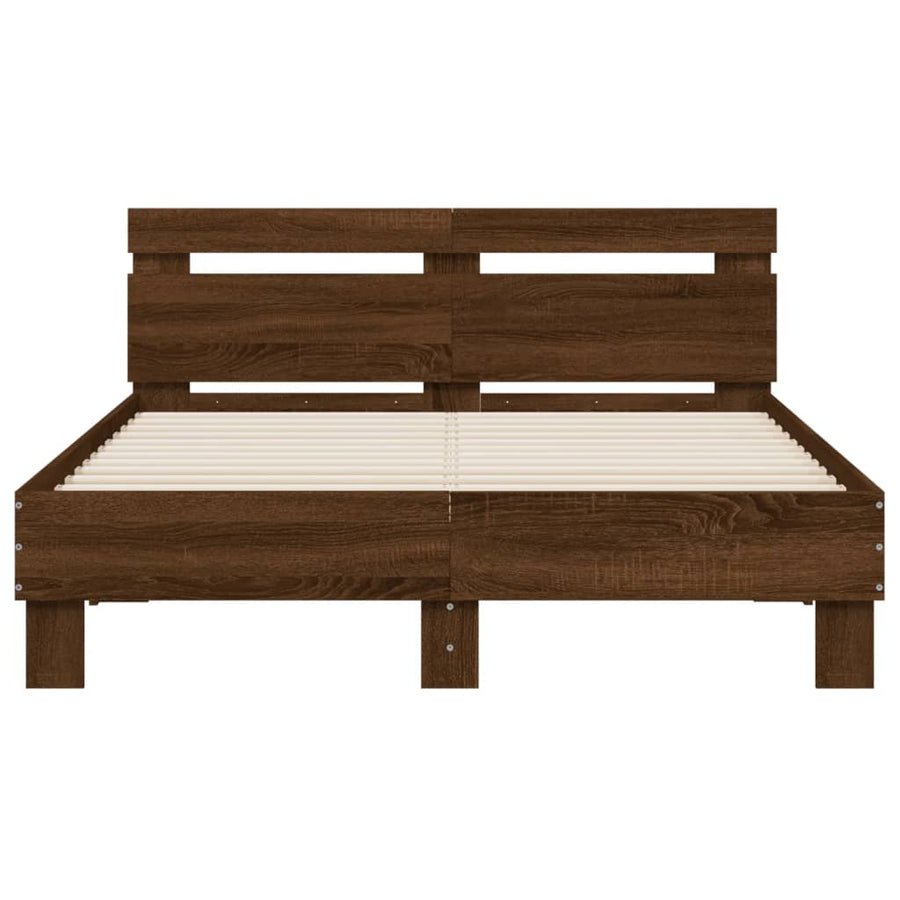 Bedframe met hoofdeinde bruin eikenkleurig 120x190 cm 120 x 190 cm bruin eikenkleur