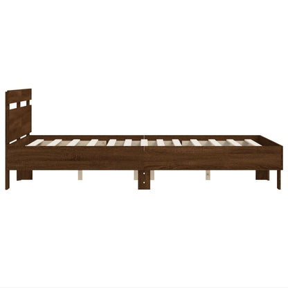 Bedframe met hoofdeinde bruin eikenkleurig 120x190 cm 120 x 190 cm bruin eikenkleur
