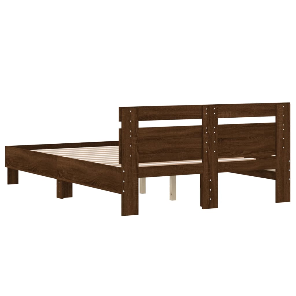 Bedframe met hoofdeinde bruin eikenkleurig 120x190 cm 120 x 190 cm bruin eikenkleur
