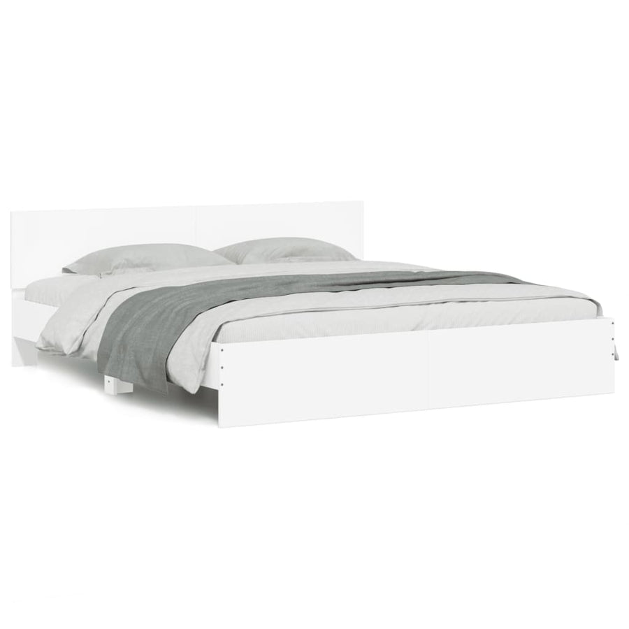 Bedframe Met Hoofdeinde Wit 200 x 200 cm