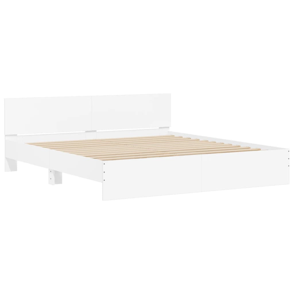 Bedframe Met Hoofdeinde Wit 200 x 200 cm