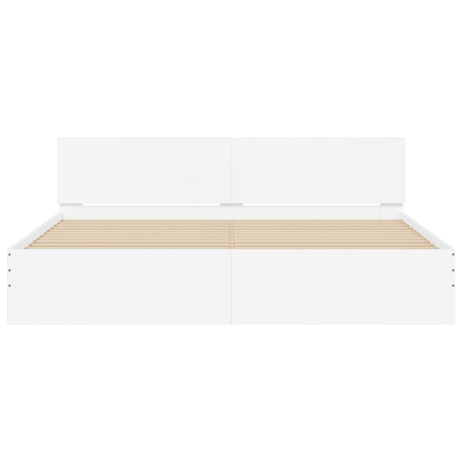 Bedframe Met Hoofdeinde Wit 200 x 200 cm