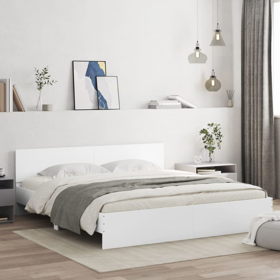 Bedframe Met Hoofdeinde Wit 200 x 200 cm