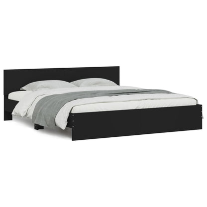 Bedframe Met Hoofdeinde Zwart 200 x 200 cm