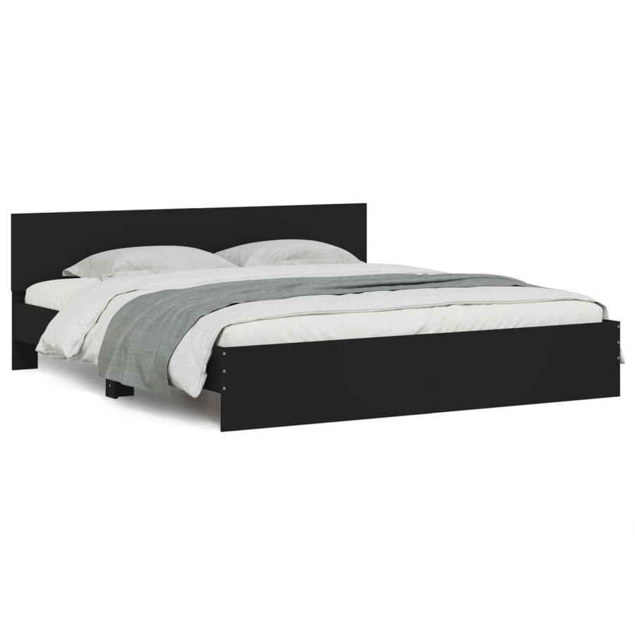 Bedframe Met Hoofdeinde Zwart 200 x 200 cm