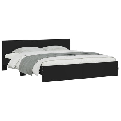 Bedframe Met Hoofdeinde Zwart 200 x 200 cm