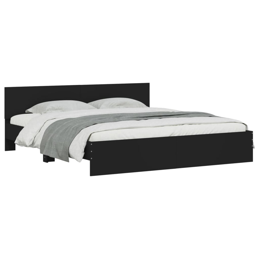 Bedframe Met Hoofdeinde Zwart 200 x 200 cm