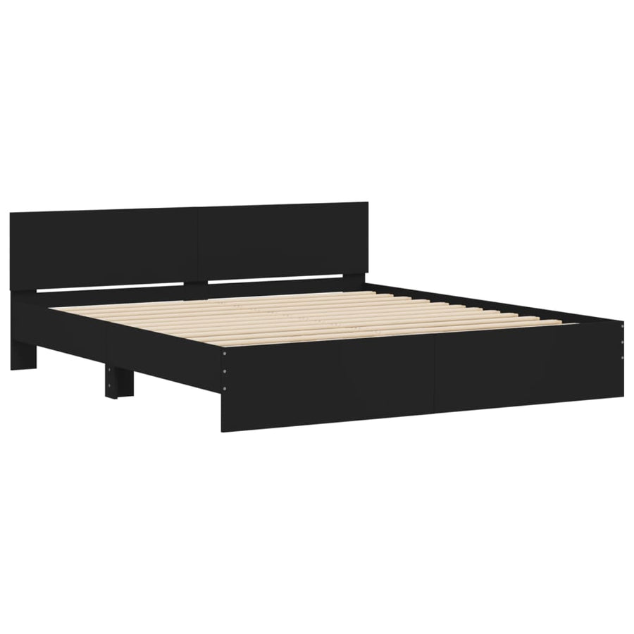 Bedframe Met Hoofdeinde Zwart 200 x 200 cm