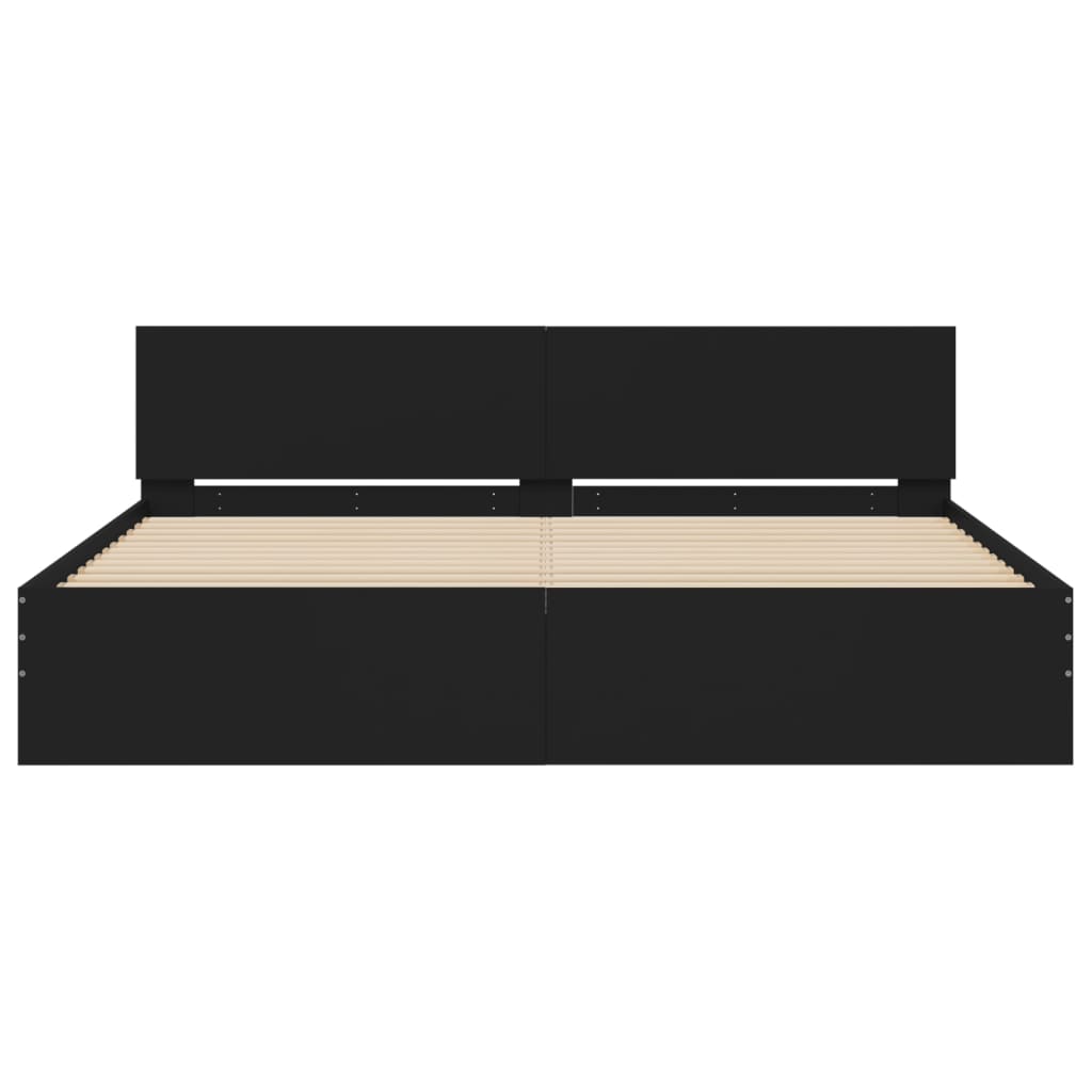 Bedframe Met Hoofdeinde Zwart 200 x 200 cm