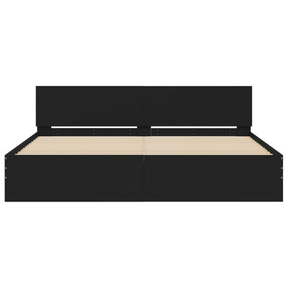 Bedframe Met Hoofdeinde Zwart 200 x 200 cm