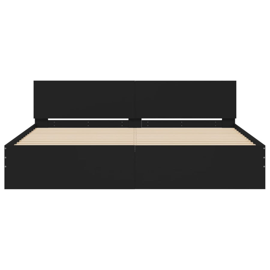Bedframe Met Hoofdeinde Zwart 200 x 200 cm