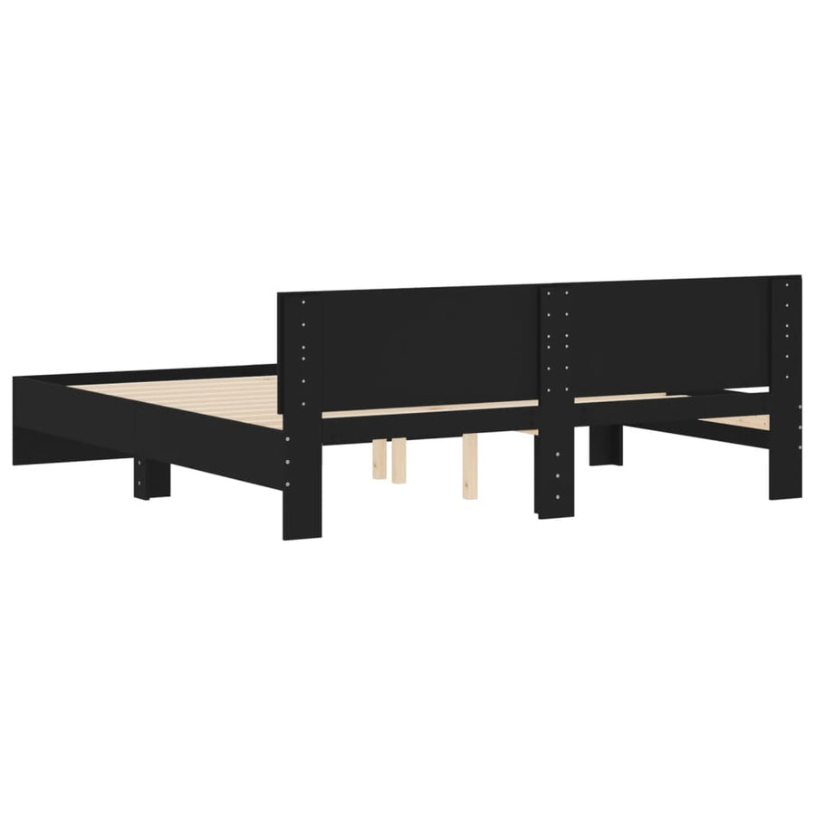 Bedframe Met Hoofdeinde Zwart 200 x 200 cm