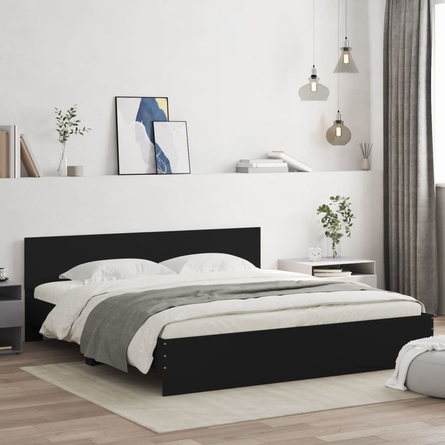 Bedframe Met Hoofdeinde Zwart 200 x 200 cm