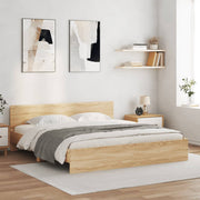 Bedframe 200x200 cm sonoma eiken met hoofdeinde