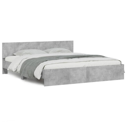 Bedframe met hoofdeinde betongrijs 200x200 cm 200 x 200 cm Betongrijs