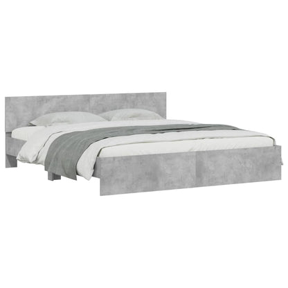 Bedframe met hoofdeinde betongrijs 200x200 cm 200 x 200 cm Betongrijs