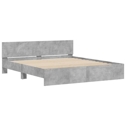 Bedframe met hoofdeinde betongrijs 200x200 cm 200 x 200 cm Betongrijs