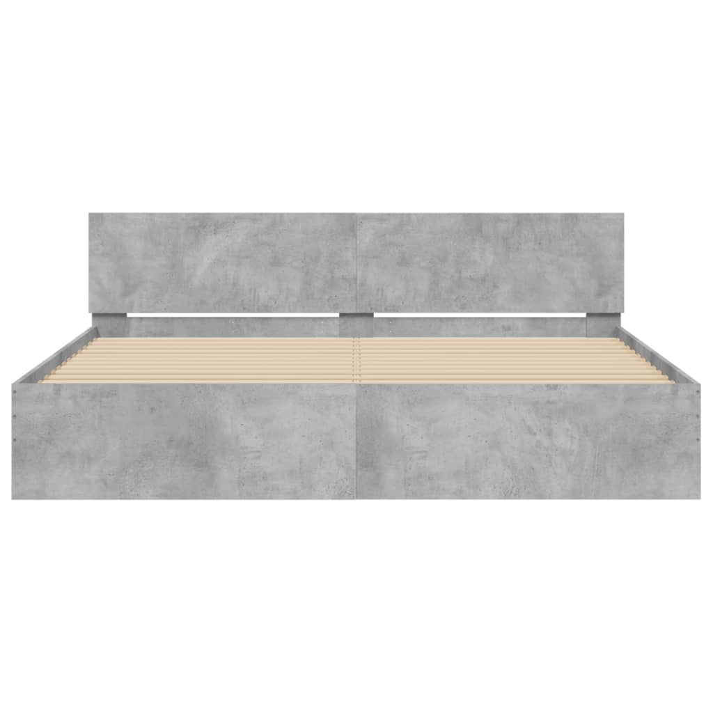 Bedframe met hoofdeinde betongrijs 200x200 cm 200 x 200 cm Betongrijs