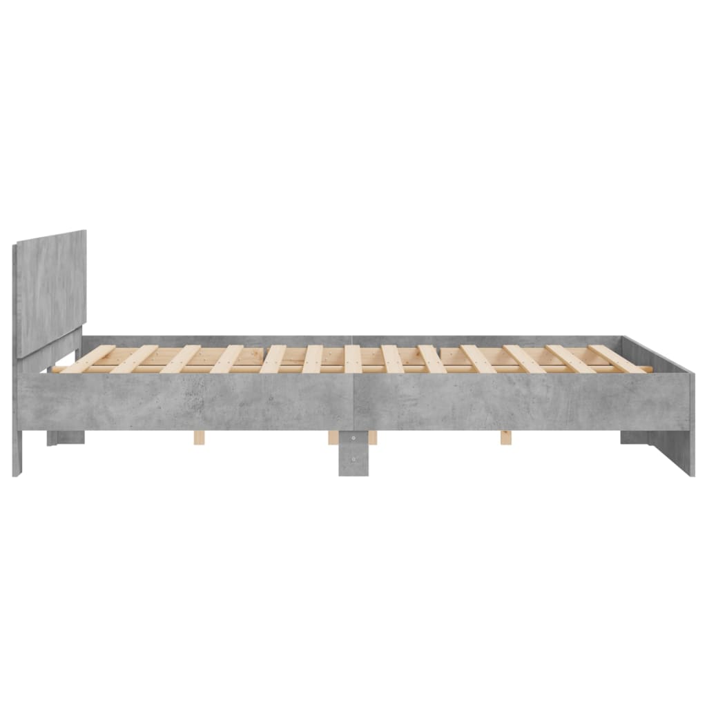 Bedframe met hoofdeinde betongrijs 200x200 cm 200 x 200 cm Betongrijs