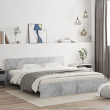 Bedframe met hoofdeinde betongrijs 200x200 cm 200 x 200 cm Betongrijs