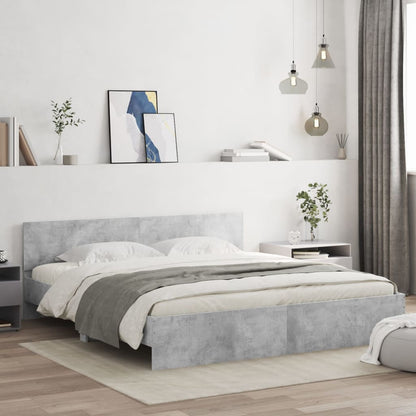 Bedframe met hoofdeinde betongrijs 200x200 cm 200 x 200 cm Betongrijs