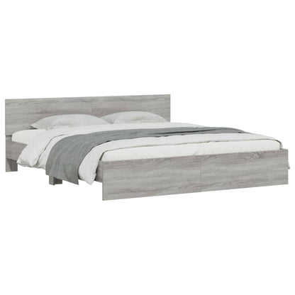 Bedframe Met Hoofdeinde Eikenkleurig Grijs sonoma 200 x 200 cm