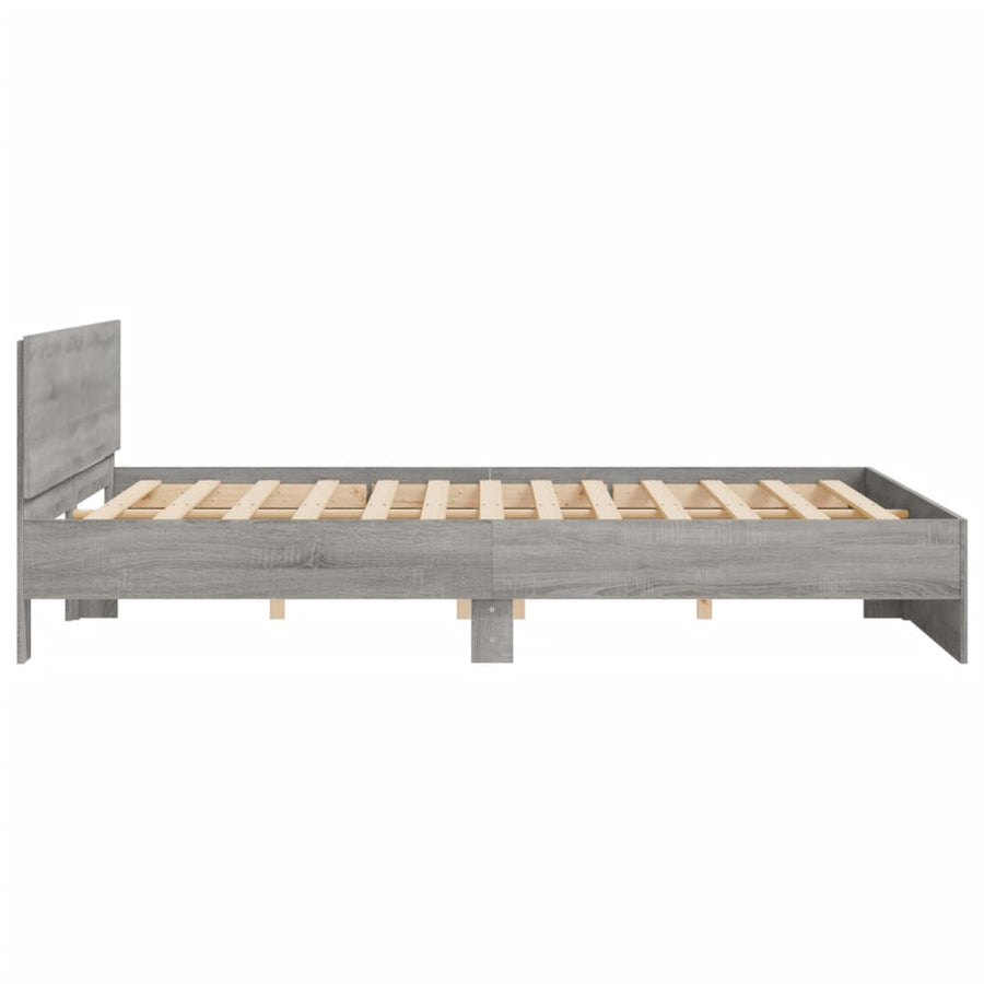 Bedframe Met Hoofdeinde Eikenkleurig Grijs sonoma 200 x 200 cm