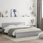 Bed frame with headboard grey Sonoma oak effect 200x200 cm
