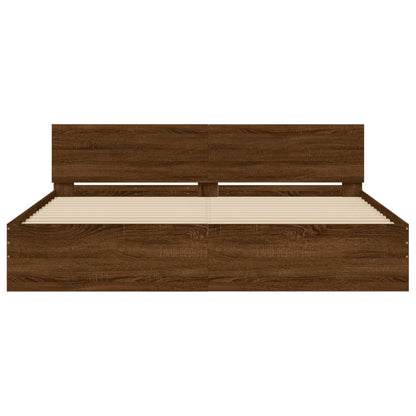 Bedframe Met Hoofdeinde Bruineikenkleurig bruin eikenkleur 200 x 200 cm
