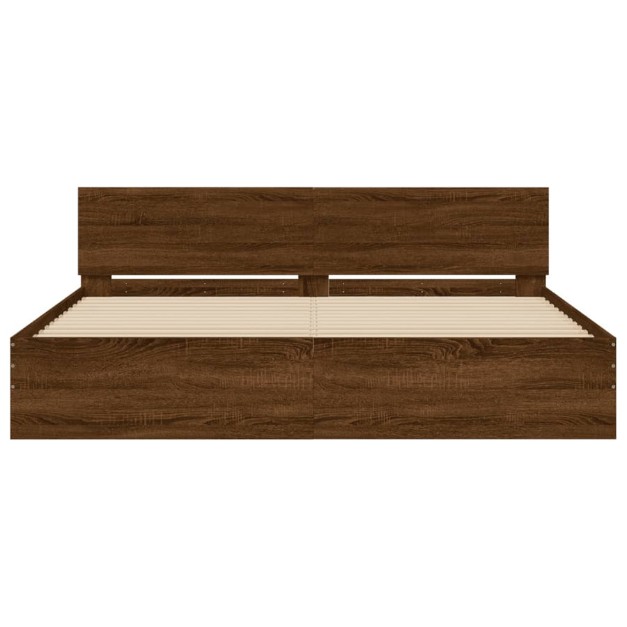 Bedframe Met Hoofdeinde Bruineikenkleurig bruin eikenkleur 200 x 200 cm
