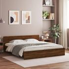 Bed frame with headboard brown oak look 200x200 cm