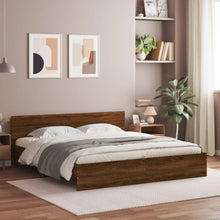 Bedframe Met Hoofdeinde Bruineikenkleurig bruin eikenkleur 200 x 200 cm