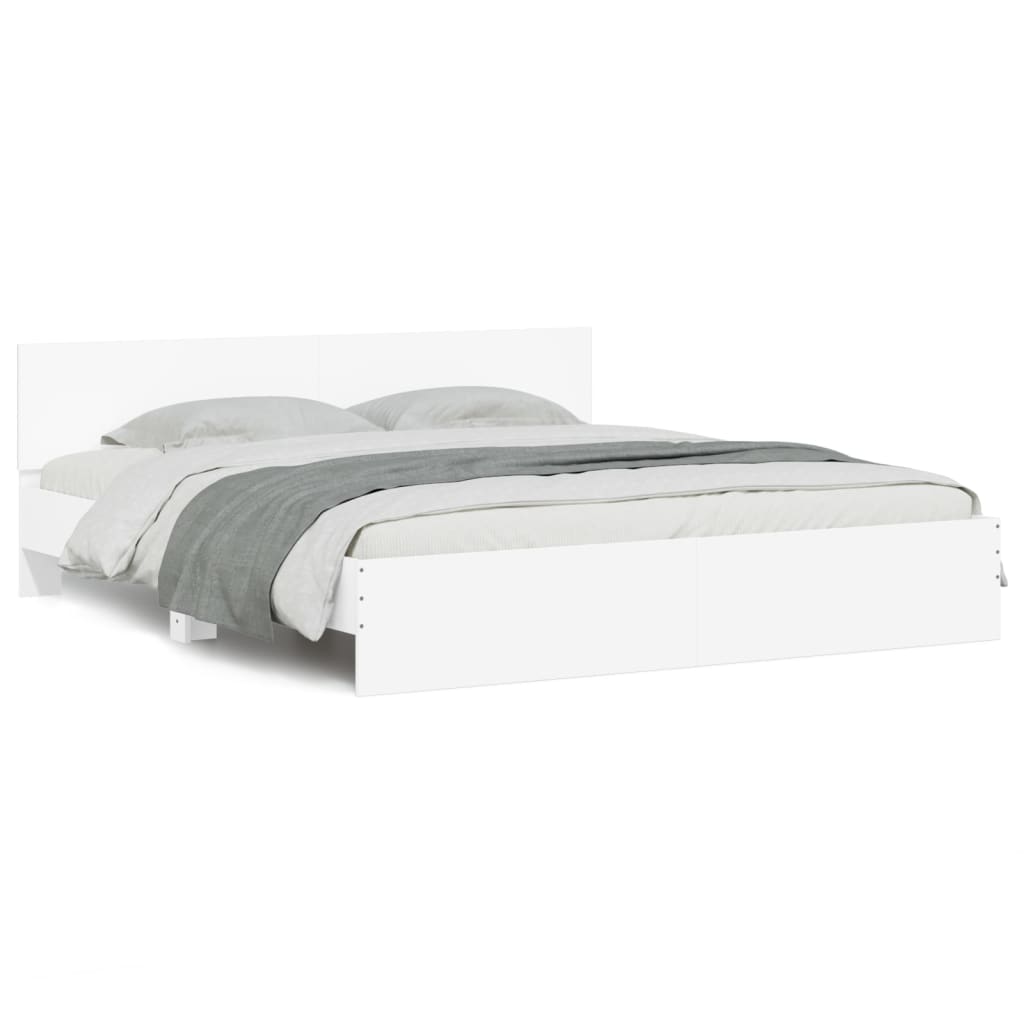 Bedframe met hoofdeinde wit 180x200 cm